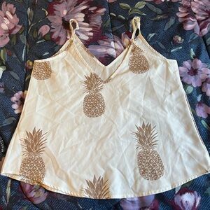 SHEIN medium white with gold pineapple tank top